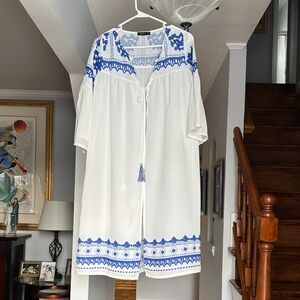 Mango White and Blue Patterned Coverup Sz M